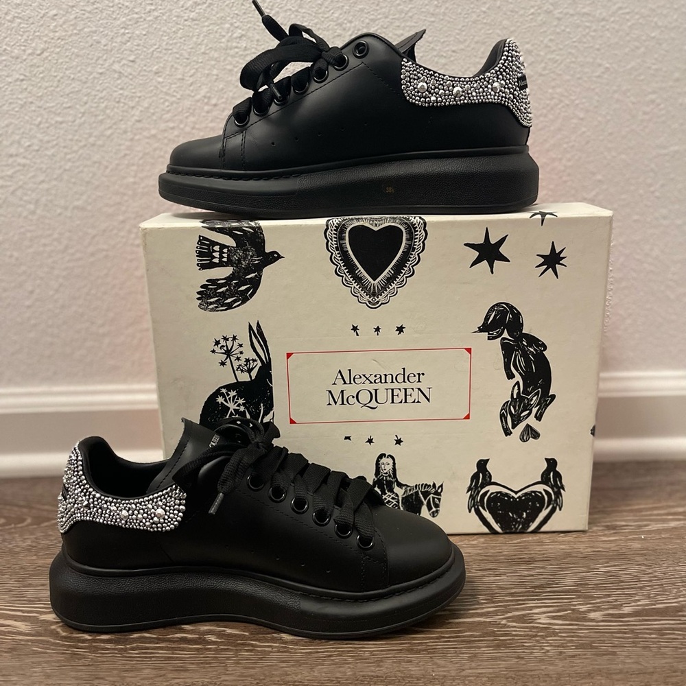 Alexander McQueen Black Sneakers with White Details
